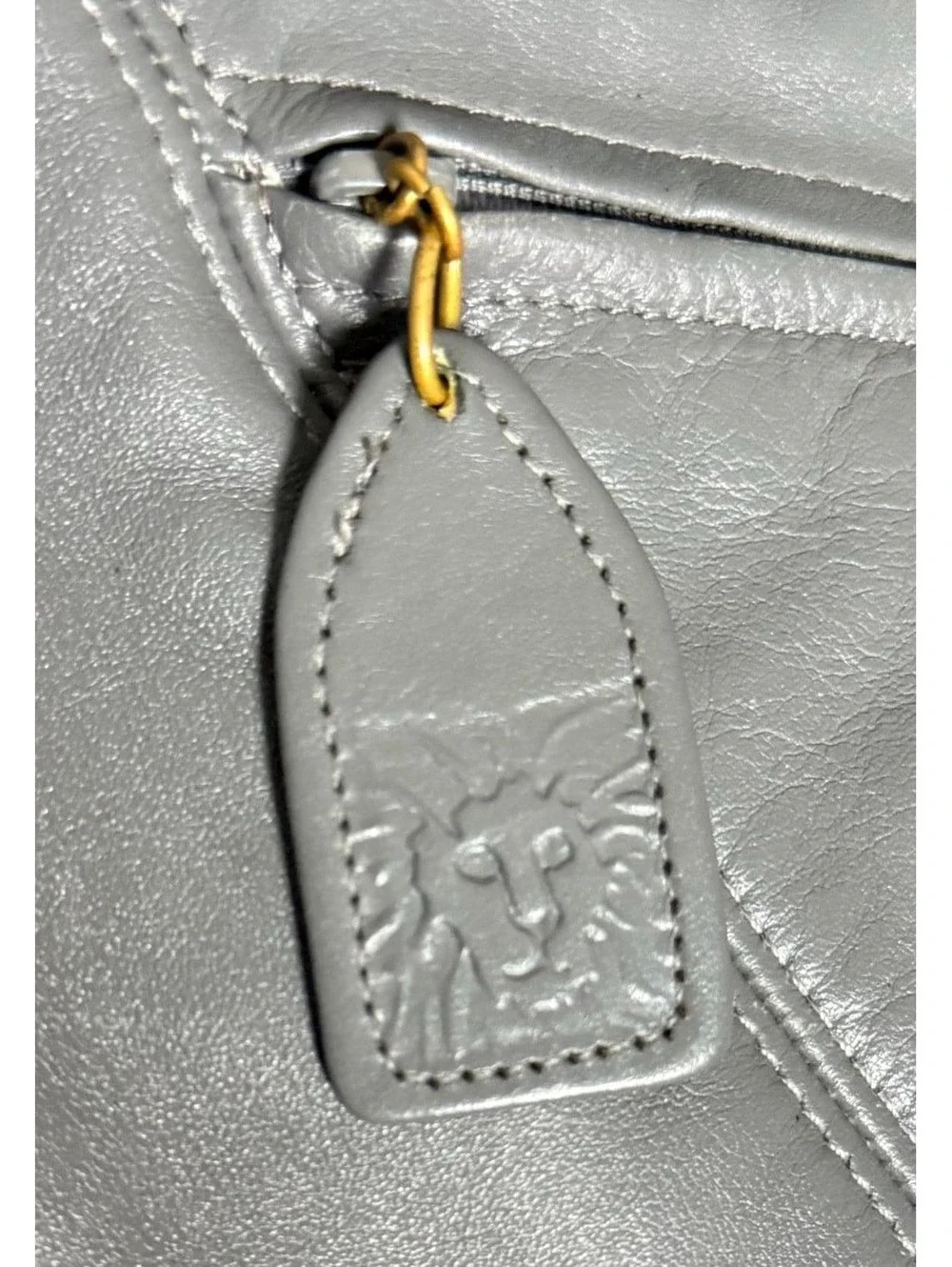 1990's Hobo Bag Gray Leather Minimalist Shoulder Bag from Anne Klein